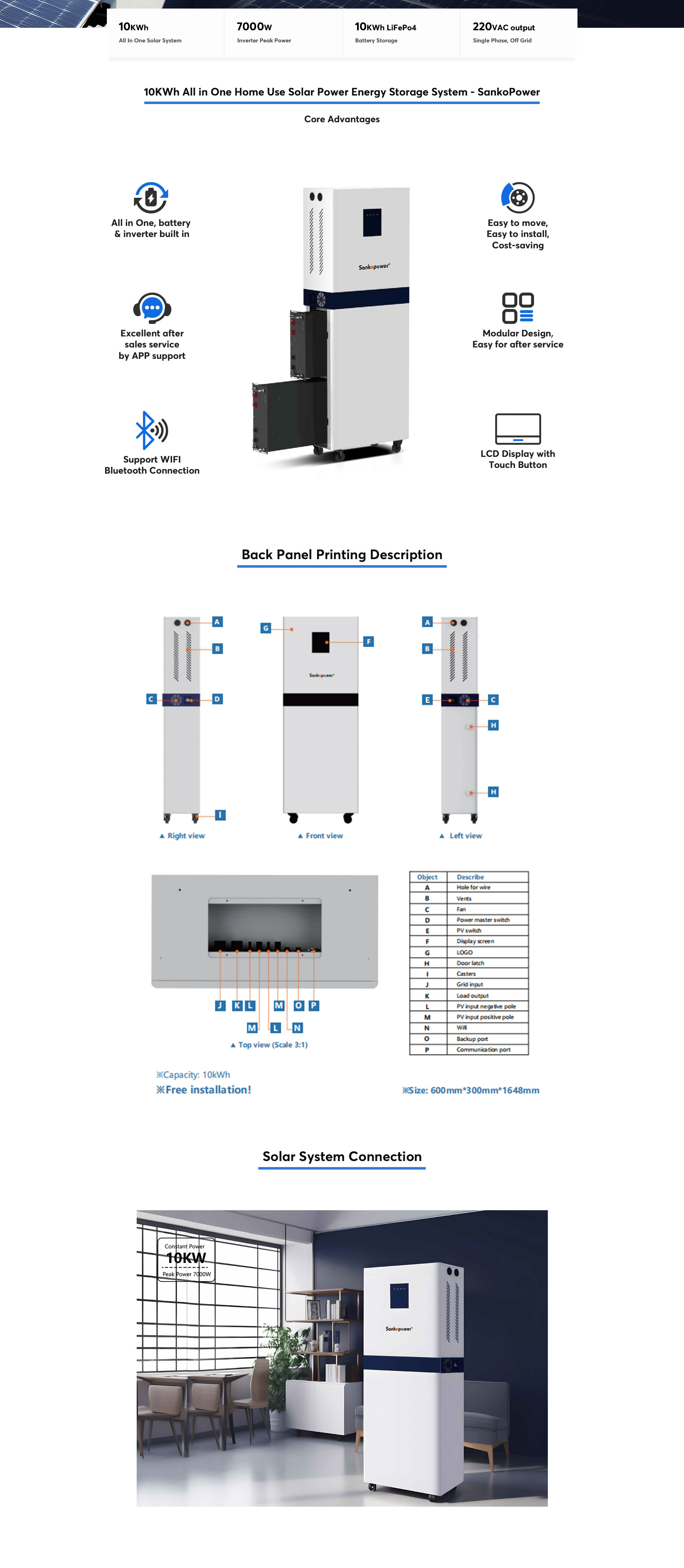 10KWh All in One Home Use Solar Power Energy Storage System - SankoPower